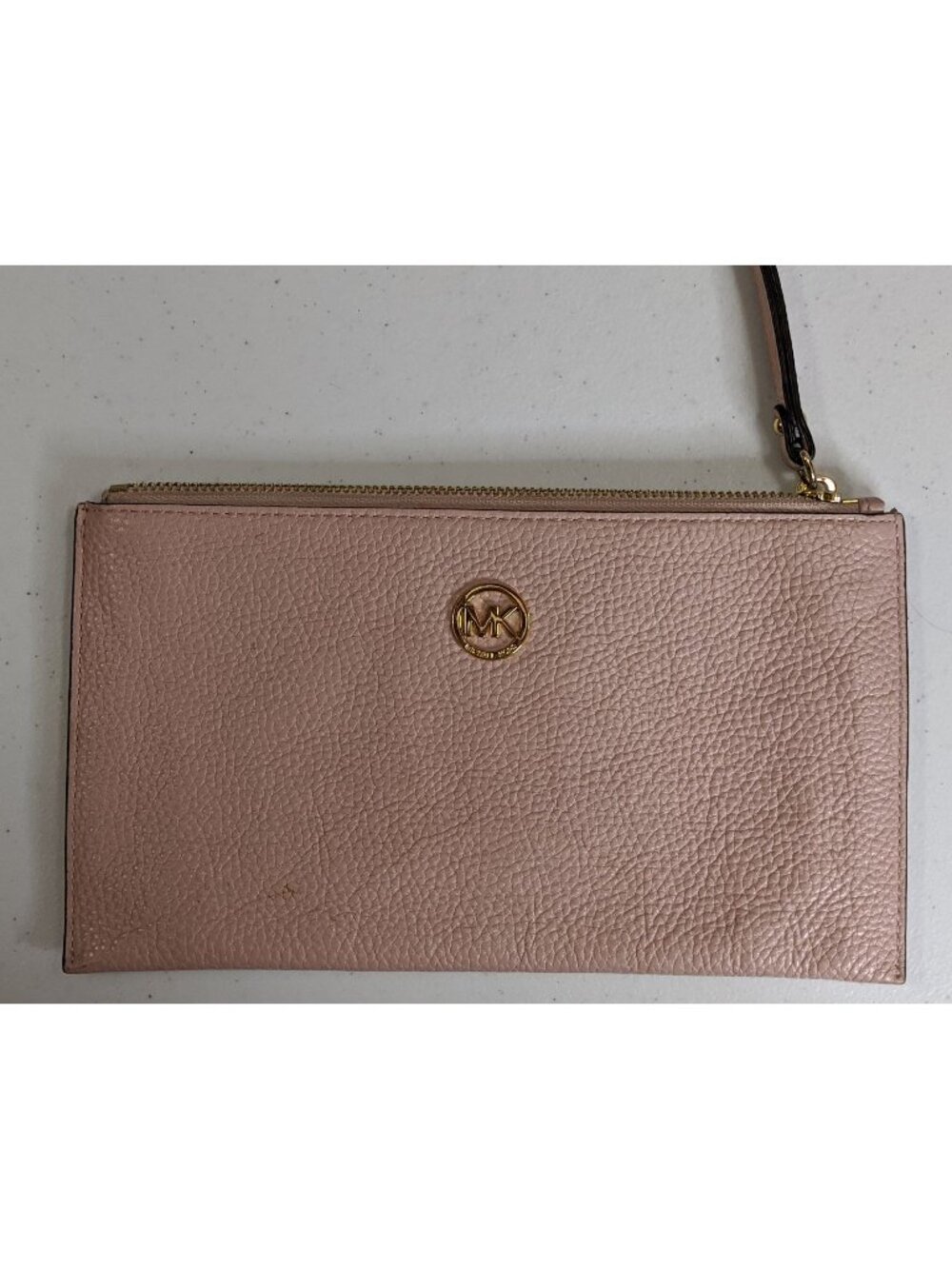 Michael Kors Dusty Rose Pebbled Leather Wristlet 5.5x10 Inches With 6.5-Inch Str